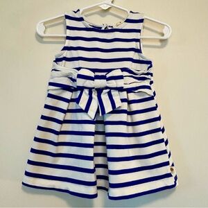 Kate Spade Jillian Dress White/Blue Stripe Sleeveless Bow Baby Girl 12 Months